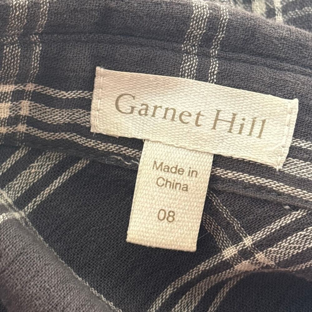 Garnet Hill Gray Plaid Organic Cotton Button Down Gauze Shirt - Picture 9 of 11